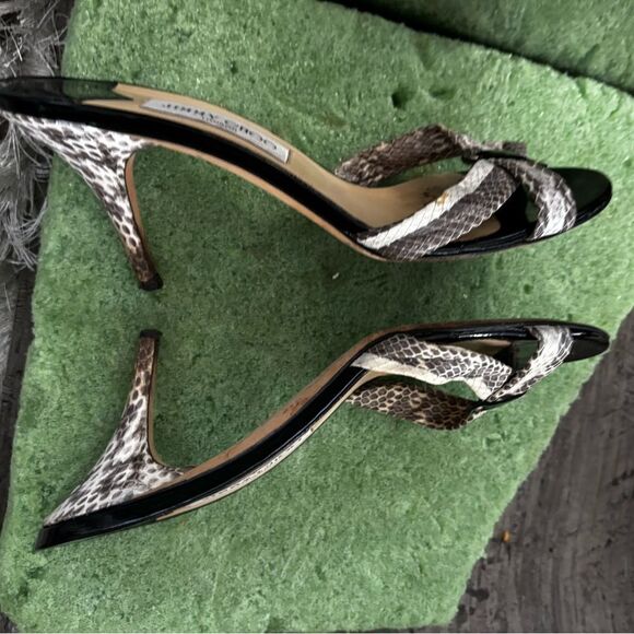 Jimmy Choo heels Lydia nat sandals Snake Skin shoes Embossed Leather Sandals Y2K - Picture 3 of 6